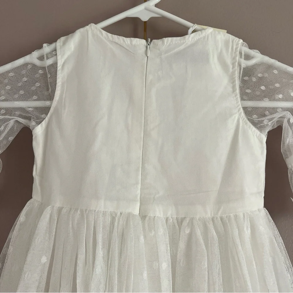 Trish Scully Swiss Dot Tulle Lace Hi Low Dress Girls 5 White Wedding Communion